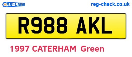 R988AKL are the vehicle registration plates.