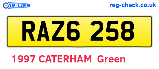 RAZ6258 are the vehicle registration plates.