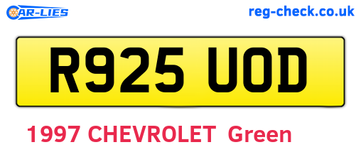 R925UOD are the vehicle registration plates.