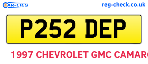 P252DEP are the vehicle registration plates.