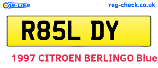 R85LDY are the vehicle registration plates.