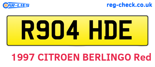 R904HDE are the vehicle registration plates.