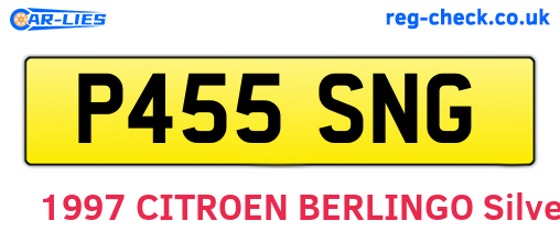P455SNG are the vehicle registration plates.