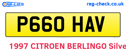 P660HAV are the vehicle registration plates.