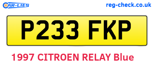 P233FKP are the vehicle registration plates.