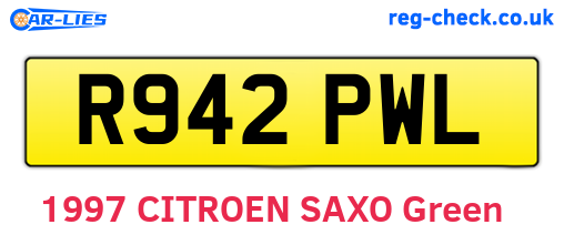 R942PWL are the vehicle registration plates.