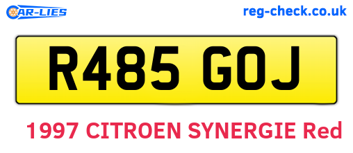 R485GOJ are the vehicle registration plates.