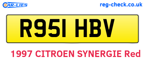 R951HBV are the vehicle registration plates.