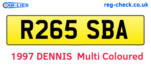 R265SBA are the vehicle registration plates.