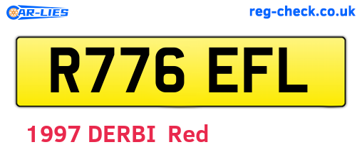R776EFL are the vehicle registration plates.