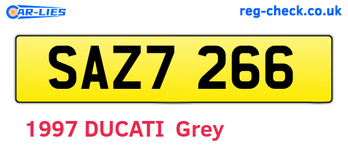 SAZ7266 are the vehicle registration plates.