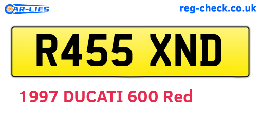 R455XND are the vehicle registration plates.