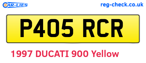 P405RCR are the vehicle registration plates.