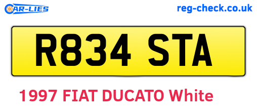 R834STA are the vehicle registration plates.
