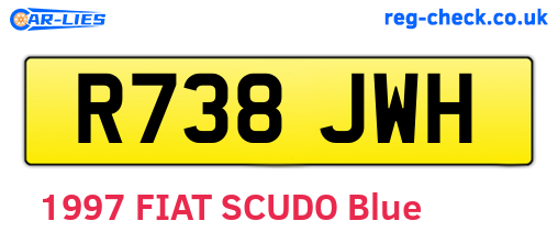 R738JWH are the vehicle registration plates.