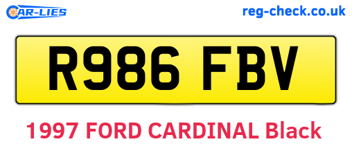 R986FBV are the vehicle registration plates.