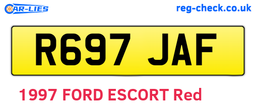 R697JAF are the vehicle registration plates.