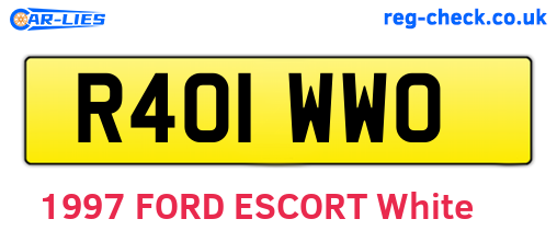 R401WWO are the vehicle registration plates.
