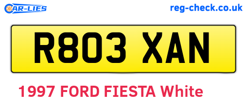 R803XAN are the vehicle registration plates.