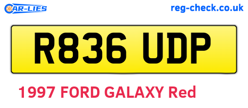 R836UDP are the vehicle registration plates.