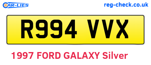 R994VVX are the vehicle registration plates.