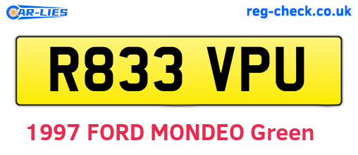 R833VPU are the vehicle registration plates.