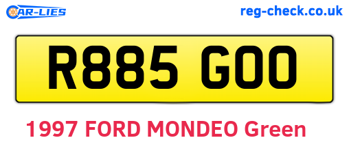 R885GOO are the vehicle registration plates.