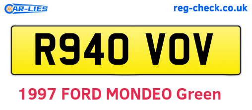 R940VOV are the vehicle registration plates.