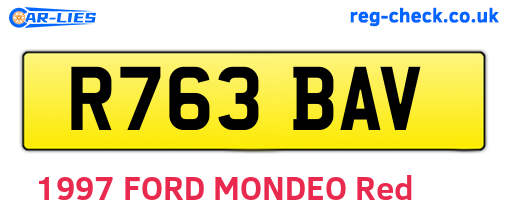R763BAV are the vehicle registration plates.