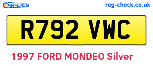 R792VWC are the vehicle registration plates.