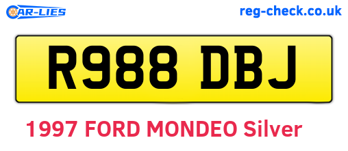 R988DBJ are the vehicle registration plates.