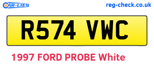 R574VWC are the vehicle registration plates.