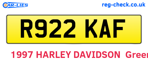 R922KAF are the vehicle registration plates.