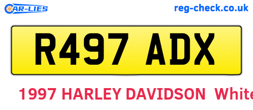 R497ADX are the vehicle registration plates.
