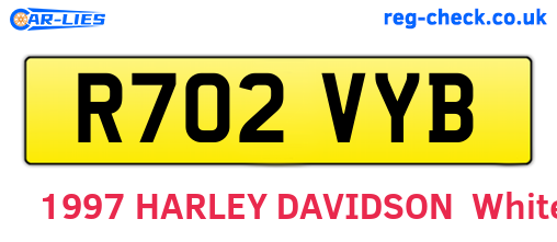R702VYB are the vehicle registration plates.