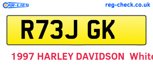 R73JGK are the vehicle registration plates.