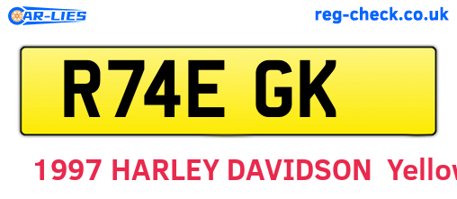 R74EGK are the vehicle registration plates.