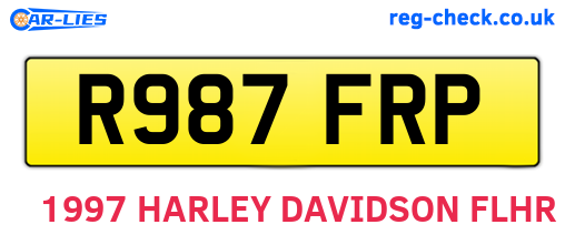 R987FRP are the vehicle registration plates.