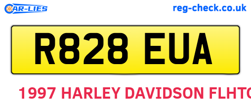R828EUA are the vehicle registration plates.