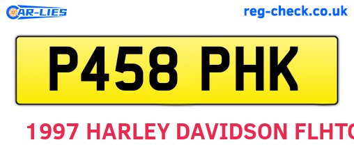 P458PHK are the vehicle registration plates.