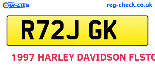R72JGK are the vehicle registration plates.