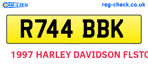 R744BBK are the vehicle registration plates.