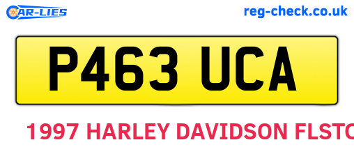 P463UCA are the vehicle registration plates.