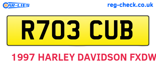 R703CUB are the vehicle registration plates.