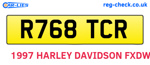R768TCR are the vehicle registration plates.