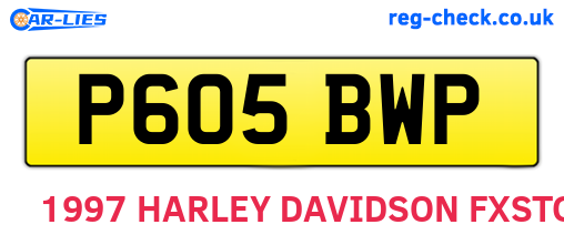 P605BWP are the vehicle registration plates.
