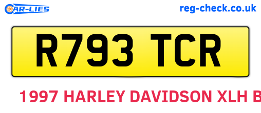 R793TCR are the vehicle registration plates.