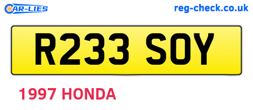 R233SOY are the vehicle registration plates.