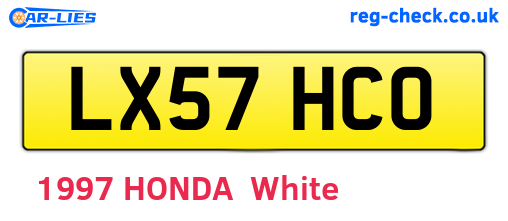 LX57HCO are the vehicle registration plates.
