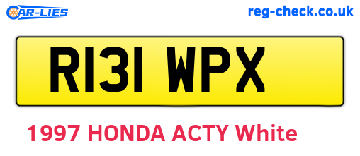 R131WPX are the vehicle registration plates.